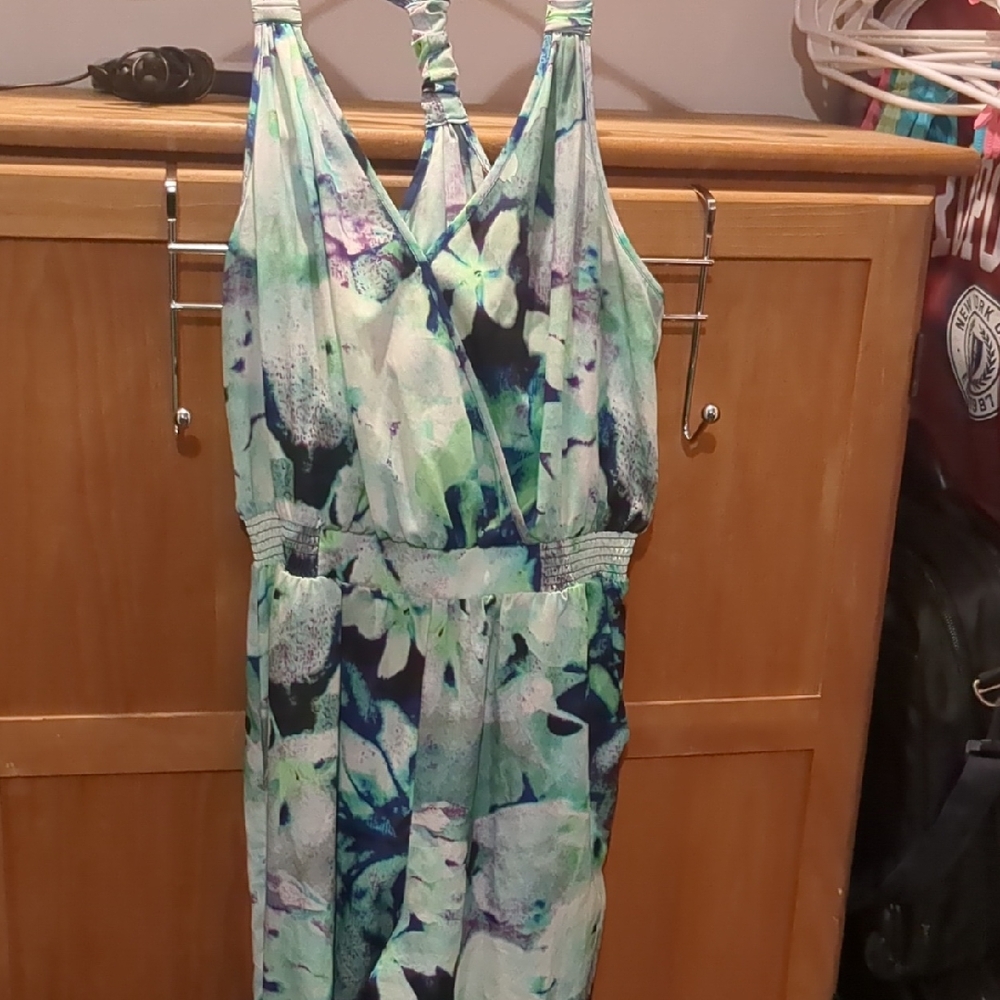 Charlie Jade Abstract Blue and Green Jumpsuit